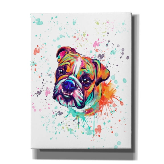 Epic Graffiti 'Colorful Watercolor English Bulldog' by Furbaby Affiliates, Canvas Wall Art, 12"x16"