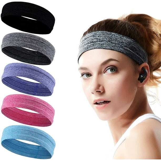 Women's Fitness Headbands, Sports Headband for Women and Men, 5 Pieces  Sweatband for Men and Women, Sweat Absorbent Headbands