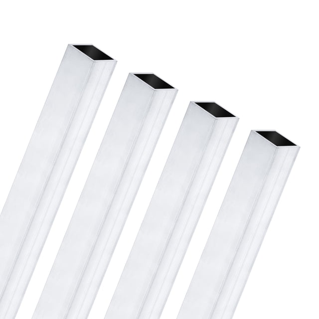 Tubo cuadrado de aluminio 6063 de 300 mm en paquete de 4, 8x8 mm de ancho exterior, 1 mm de grosor de pared, tubería de aluminio sin costura para construcción de marcos