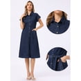 thumbnail image 2 of DARING DIVA Denim Shirt Button Down Short Sleeves  Dress Medium Black Blue, 2 of 5