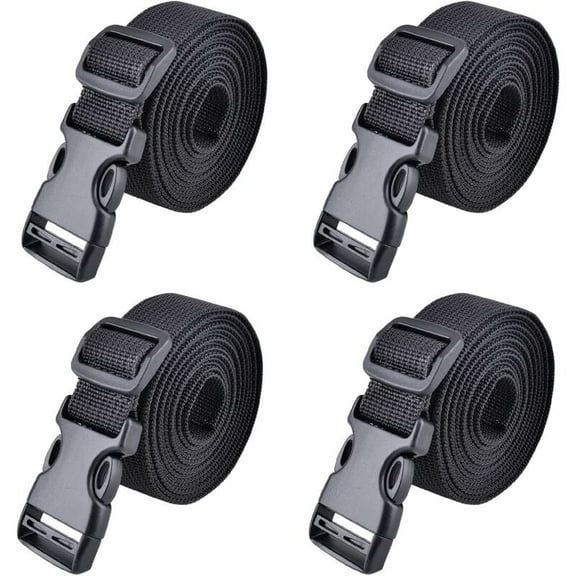 Quick Fastening Strap, Ratchet Strap, Plastic Clamping Strap, Used To Secure Luggage 25Mm, 188Cm Black 4 Pieces