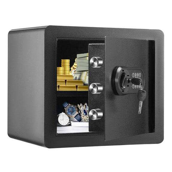 Home Safe 1.2 Cubic Feet, Steel Security Safe Box with Digital Lock & Key, Enhanced Protection for Cash, Jewelry, Documents - 15.8x11.8x13.8 inch