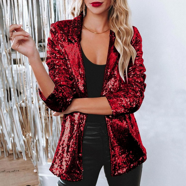 Casual Street Sequins Sequined Cardigan Collar Long Sleeve Two Pieces(3 Colors) Casual Street Sequins Sequined Cardigan Collar Long Sleeve Two Pieces(3 Colors)