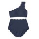 thumbnail image 4 of Trajes de baño Amzcrzy Tankini para mujer, trajes de baño Bikini Conjunto de traje de baño de dos piezas de cintura alta con un solo hombro para mujer con dobladillo ondulado Azul marino, L, 4 of 8