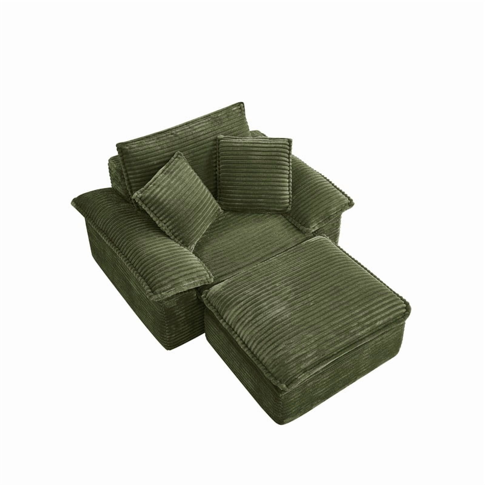 Oversized Single Sofa Chair with Movable 2-Layer Ottoman Set, Chaise Lounge Lazy Sofa, Modular Accent Floor Sofa
