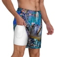 thumbnail image 3 of Picia Sea Turtle Swims pattern Mens Swim Trunks with Compression Liner Stretch Beach Shorts Quick Dry with Zipper Pockets No-Chafing Board Shorts-Small, 3 of 9