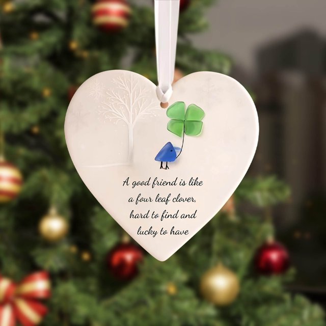Heart Shaped Sea Glass Friendship Keepsake Ornament for Hangs Decorative Art