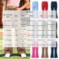 thumbnail image 3 of Mifsaly Girls Cargo Flare Pants High Waisted Button Front Bootcut Trousers with Pockets and Belt Loops Full Length School Daily Casual Bottoms Khaki,Size 14, 3 of 9