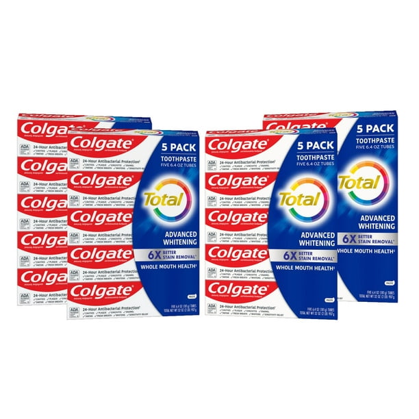 4 Pack Colgate Total Advanced Whitening Toothpaste, 6.4 oz, 5 Pack