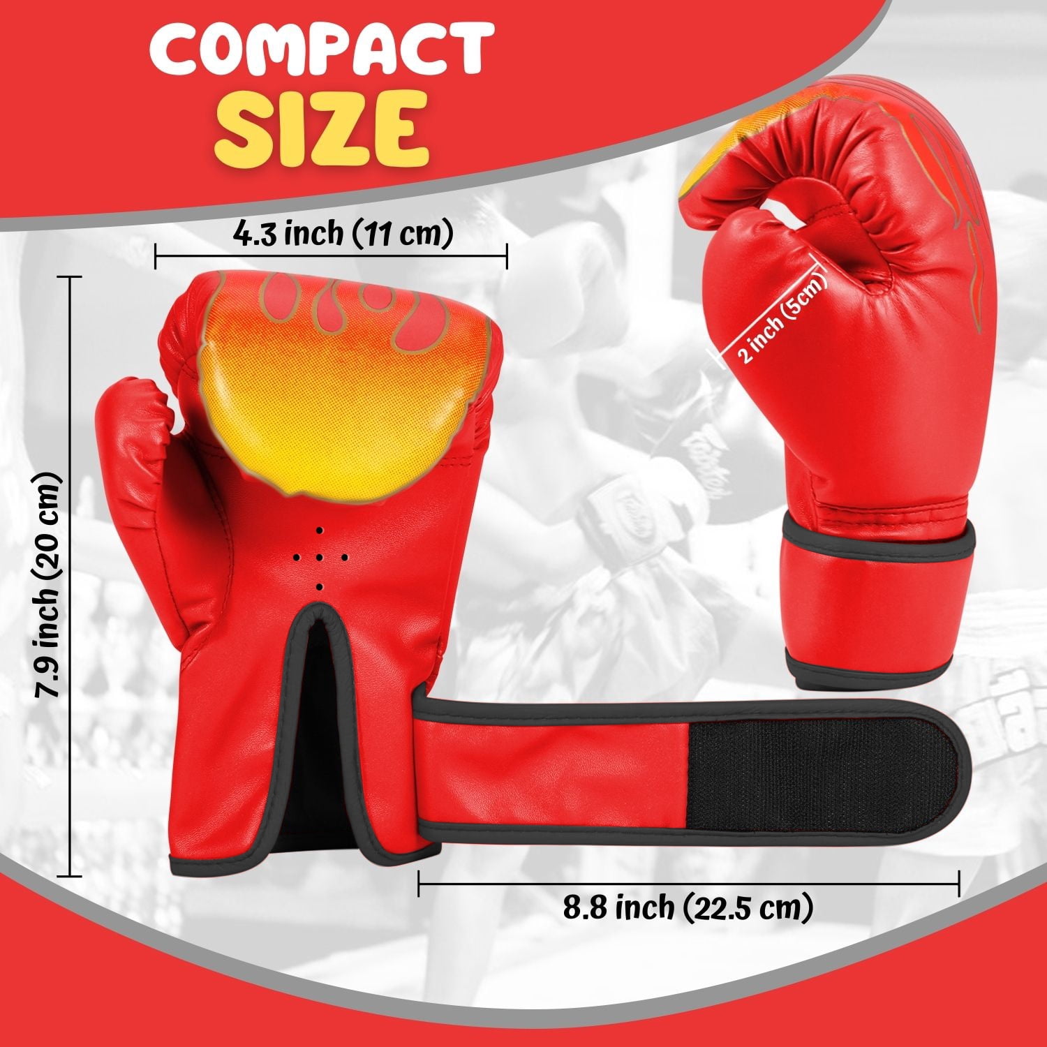 Kids Boxing Gloves For 3 to 8 Years, 4 oz Fire Red Boxing Gloves for Children Sparring Youth Boxing Gloves Junior Training Mitts Punching Bag Gloves for KickBoxing, MMA, Muay Thai, Training