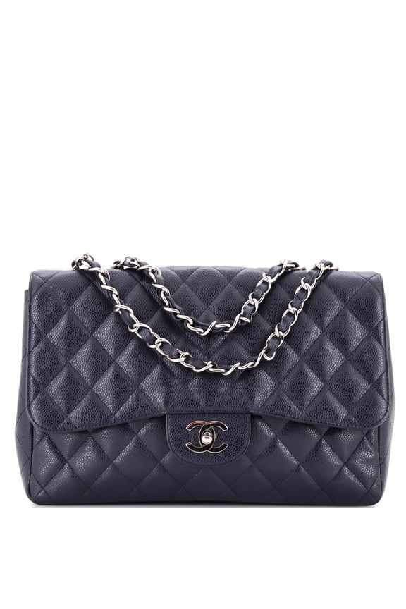 Pre-Owned Classic Single Flap Bag Quilted Caviar Jumbo By Rebag