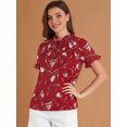thumbnail image 2 of INSPIRE CHIC Top De Blusa Campesina De Manga Corta Con Volantes Y Cuello Con Lazo Floral Para Mujer Rojo L, 2 of 6