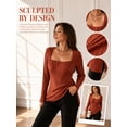 thumbnail image 5 of Cuteduck Women Plus Size Casual Ribbed Knit Blouse Fall Long Sleeve Sweater Square Neck Solid Top 1X-4X, 5 of 9