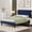 Blue, variant on 4 EVER WINNER Full Platform Bed with Horizontal Stitched Pink Velvet Headboard, Upholstered Base, Stable Slat Support, Easy Assembly