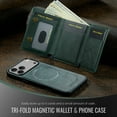thumbnail image 7 of Compatible with Magsafe for iPhone 17 Pro Wallet Case Magnetic Card Holder, RFID Blocking 2 in 1 Detachable Kickstand Shockproof Phone Cover for Women Men, for iPhone 17 Pro, Green, 7 of 7