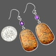 thumbnail image 2 of Coquina Fossil Jasper & Amethyst 925 Sterling Silver Earrings Jewelry E-1002 SDE82624, 2 of 5