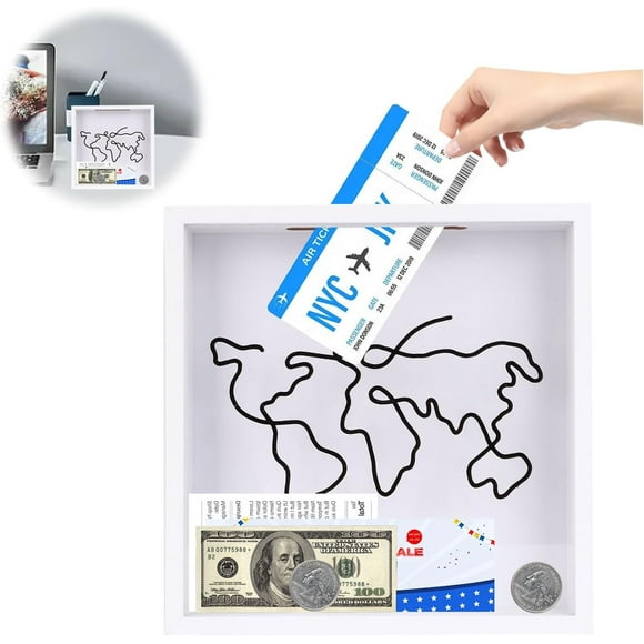 Shadow Boxes Display Cases, 11.6 in Travel Shadow Box, Memory Box with Slot On Top, Memory Keepsake Box for Photos, Stamp Collections, Letters and DIY Gifts, White