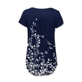 thumbnail image 4 of Avrnliq Womens Casual Floral Print Short Sleeve Tunic Top Henley Neck Empire Waist Flowy A Line Curved Hem Soft Stretch Navy Blouse,Size 2XL, 4 of 5