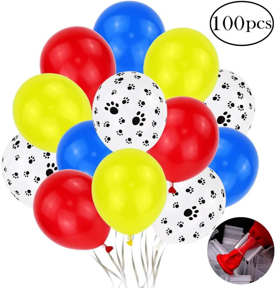 TURNADA 12 Inches 100pcs Colorful Latex Paw Print Balloons with Balloon