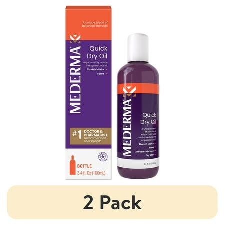 (2 pack) Mederma Quick Dry Oil, Scar and Stretch Mark Treatment, Fast-Absorbing, 3.4 Ounce
