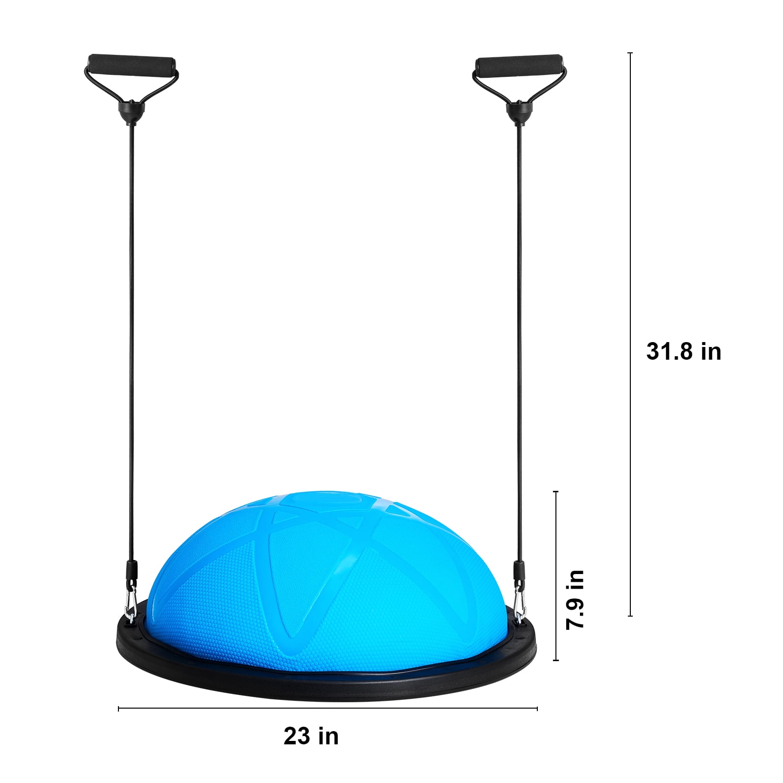 KFFKFF Half Workout Sphere, 23-inch Equilibrium Sphere, Supports 660 lbs, Yoga Sphere with Resistance Straps and Inflator, Strength Training Sphere for Domestic Gym, Comprehensive Body Exercises