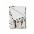 thumbnail image 2 of Safari Soft Flannel Fleece Throw Blanket, Composition of Tropic Wild Savannah Animals Lion Giraffe Zebra Graphic, Cozy Plush for Indoor and Outdoor Use, 50" x 60", Cream Brown, by Ambesonne, 2 of 6