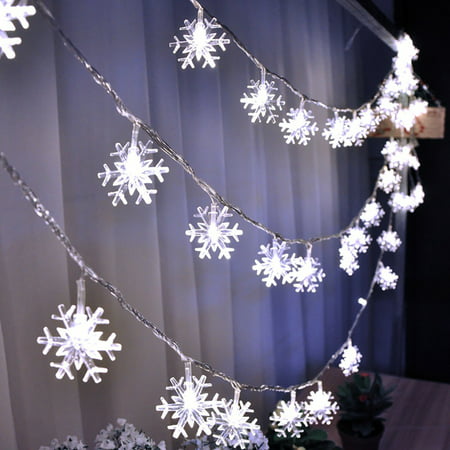 Justdolife Christmas String Light Battery Powered Snowflake LED String Light Fairy Light Outdoor Indoor Decor Light for Home Bedroom Dorm Patio Christmas Halloween Birthday Party Decor