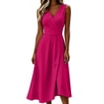 thumbnail image 2 of YuXingFu Cotton Dresses for Women Plus Size Maxi V-Neck Plus Size Womens Dress Sleeveless Flowy Long Casual Summer Hot Pink M, 2 of 7