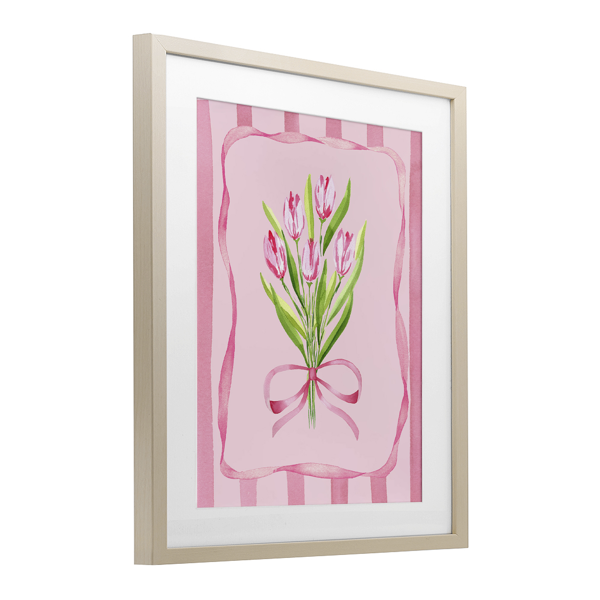 Pretty And Sweet Tulips Birch Framed Print Under Glass, design by Nina Jacobs