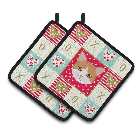 Carolines Treasures CK5116PTHD European Shorthair Cat Love Pair of Pot Holders, 7.5HX7.5W, multicolor