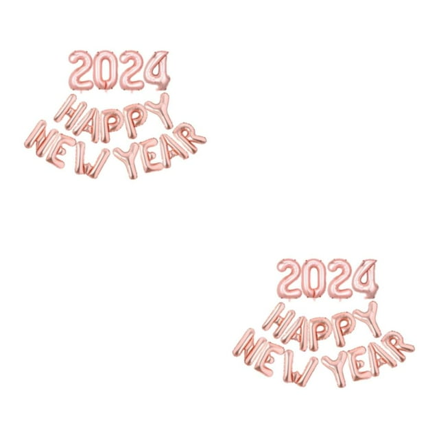 Transemion Safe And Easy Inflation Happy New Year Balloon Setup For Fun-filled Celebration Rose Gold 2Set