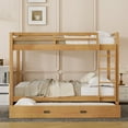 thumbnail image 4 of Harper & Bright Designs Queen over Queen Bunk Bed with Trundle, Wooden Queen Size Bunk Beds with Ladder and Guardrail, Wood, 4 of 12