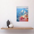 thumbnail image 4 of Birds By the Beach Abstract Oil Painting Blue Pink Orange Bathroom Artwork Seagulls on Railing Unframed Wall Art Print Poster Home Decor Premium, 4 of 5