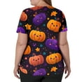 thumbnail image 3 of Women Scrubs Sets Clearance Sale，Halloween Scrubs Plus Size Women'S Cute Printed Short Sleeve V-Neck Nurse Care Worker Uniform Scrub Top With Pocket,Dark Purple，M, 3 of 4