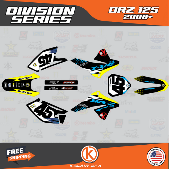 Kalair GFX Graphics Kit for Suzuki DRZ125 (2008-2021) Division Series