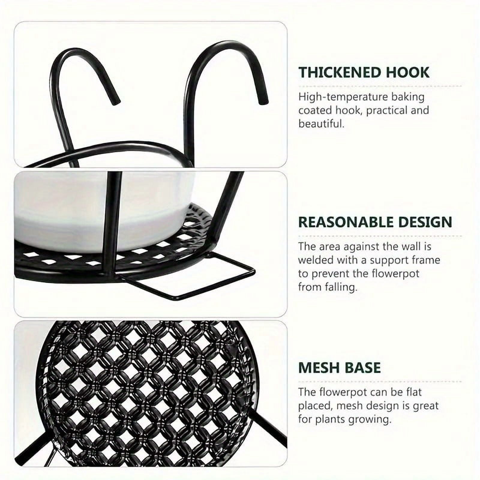 Set of 3 Black Hanging Planters with Hooks for Indoor and Outdoor Gardening, Perfect for Balconies, Fences, and Walls, Durable Metal Design with Removable Planting Baskets