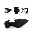 thumbnail image 2 of BLISSFUL STEP Ankle Tie Pointed Toe Block Heels Pumps for Women Black (Size 7), 2 of 5