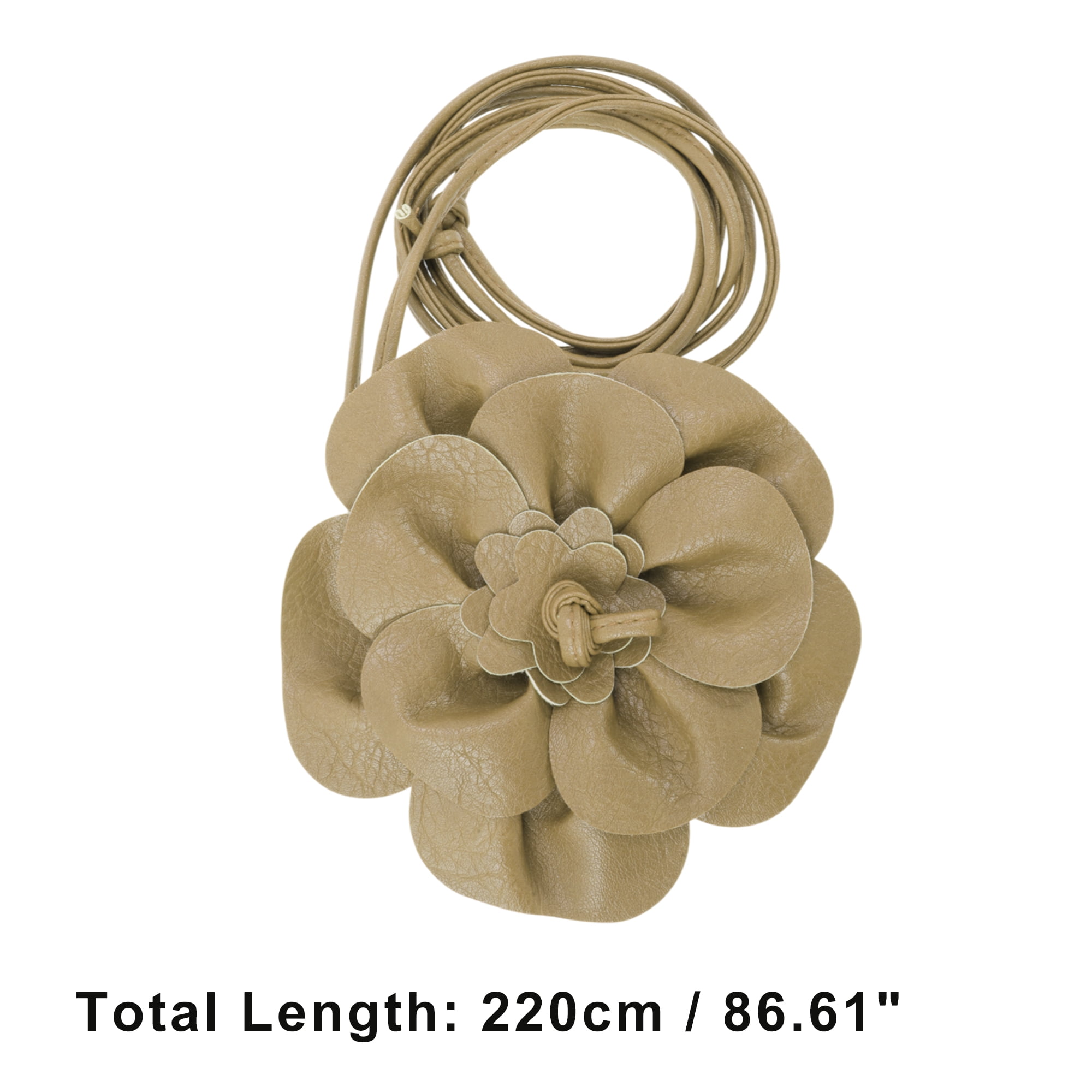 Unique Bargains Flower Adjustable Waist Belt for Fashionable Outfits Khaki
