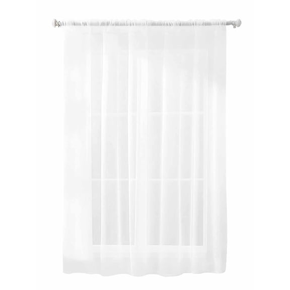 Sheer Curtains 72 Inches Long, White Semi Sheer Curtains Light Filtering Window Treatment, Modern Minimalist Pure Soild Color Privacy Voile Drapes for Living Room Bedroom 52x72 Inch