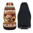 thumbnail image 6 of XYZCANDO Thick Car Front Seat Covers Trucks Cars SUV, Stretchy Anti-Scratch Car Seat Covers 2 Pack Polyester Highland Cow with Sunflower Pattern, 6 of 10