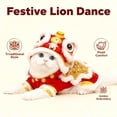 thumbnail image 4 of Lion Dance Dog Costume, Chinese New Year Dog Hoodie with Pom Poms, Adjustable Festive Pet Outfit for Small Medium Dogs Christmas Halloween, 4 of 5