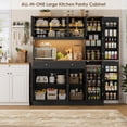 thumbnail image 6 of Homfa 72.8" Tall Kitchen Pantry Cabinet with LED & Charging Station, Modern Storage Cabinet with Drawers and Door Shelves, 8 Doors Freestanding Cupboard Buffet for Dining Room, Black, 6 of 9