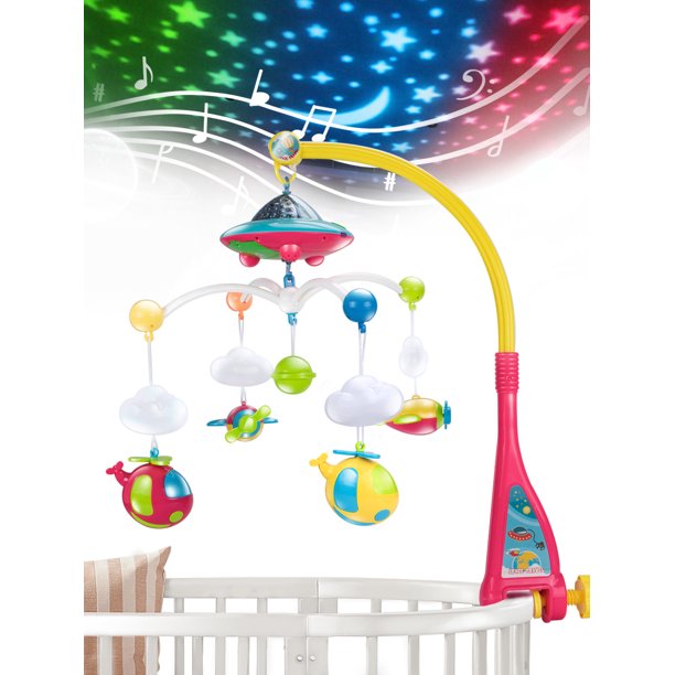 UNIH Baby Crib Mobile with Lights and Music Box for Toddlers, Musical