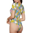 thumbnail image 2 of Kdxio Justaucorps à Manches Courtes Imprimé Canard Coloré pour Femmes Col Rond Modal Doux Confortable Ajusté Aguichant Top-TTG, 2 of 7