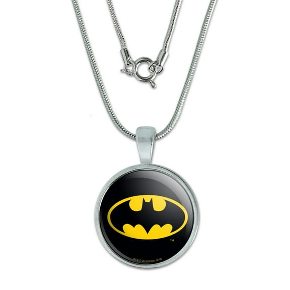 Batman Classic Bat Shield Logo 0.75" Pendant with Sterling Silver Plated Chain