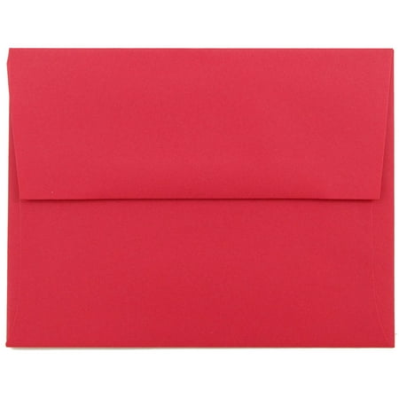 JAM Paper A2 Envelopes, 4 3/8in x 5 3/4in, Red, 50 per Pack
