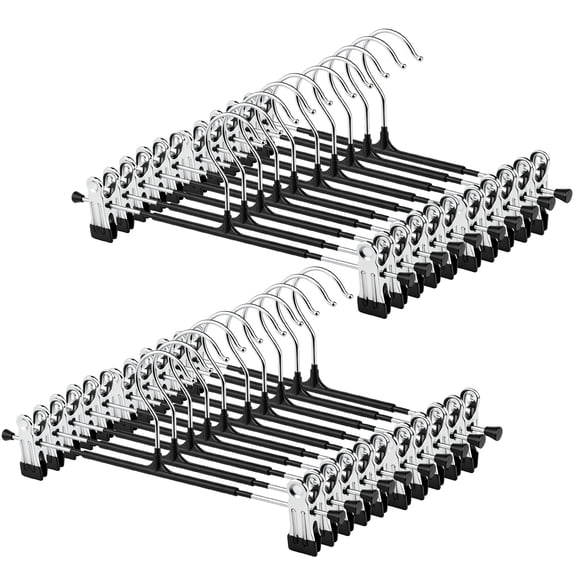 GARITIN Pants Hangers, 20 Pack Non-Slip Stainless Steel Adjustable Clip Hangers, Space Saving Clothes Hangers for Jeans, Skirts, Shorts