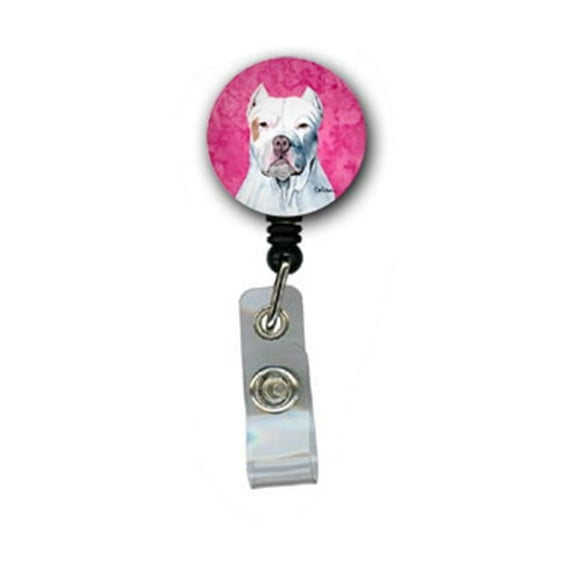 Carolines Treasures SC9130PK-BR Pit Bull Retractable Badge Reel Or Id Holder With Clip