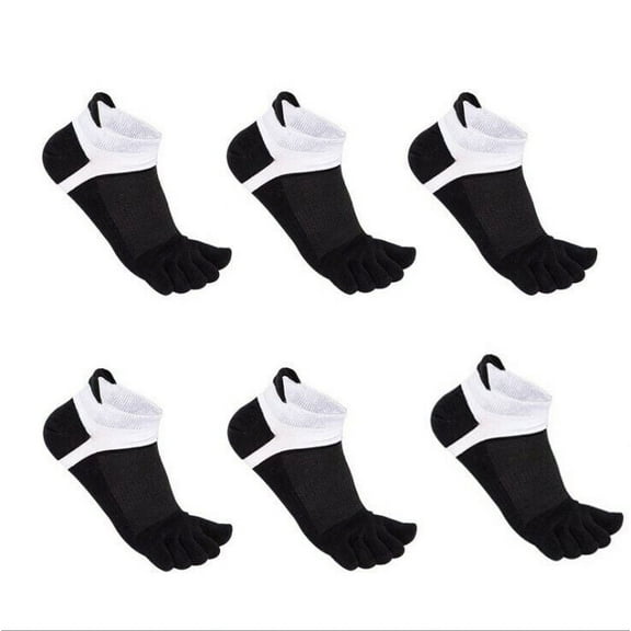 6Pack Men Cotton Toe Socks Five Finger Solid Sport Ankle Breathe Low Cut Classic