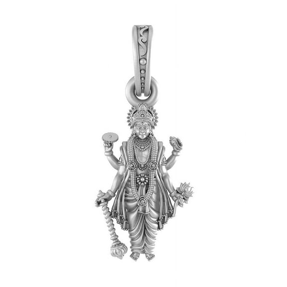 Sterling Silver (92.5% purity) God Vishnu/Vishnu Laxmi Pendant for Men & Women Pure Silver Lord Vishnu/Laxmi Vishnu Locket for Good Health & Wealth INCLUDING Silver Chain